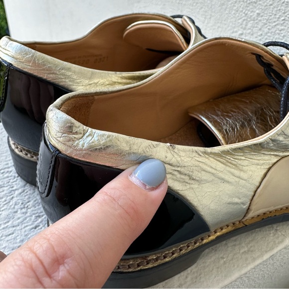 The Office of Angela Scott Ms. Baker Black Cream Leather Toe Cap Oxford Shoes - Picture 6 of 16